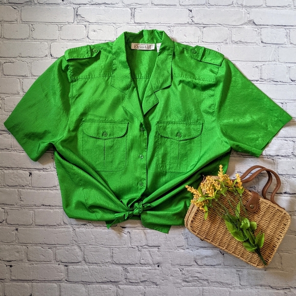 Christie & Jill Tops - Vintage Christie & Jill vivid green blouse sz 14